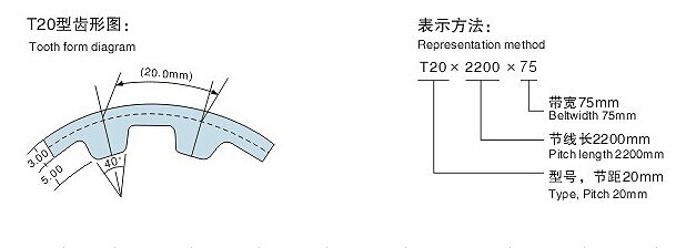 고무 시기를 정하는 벨트, 유형 T20